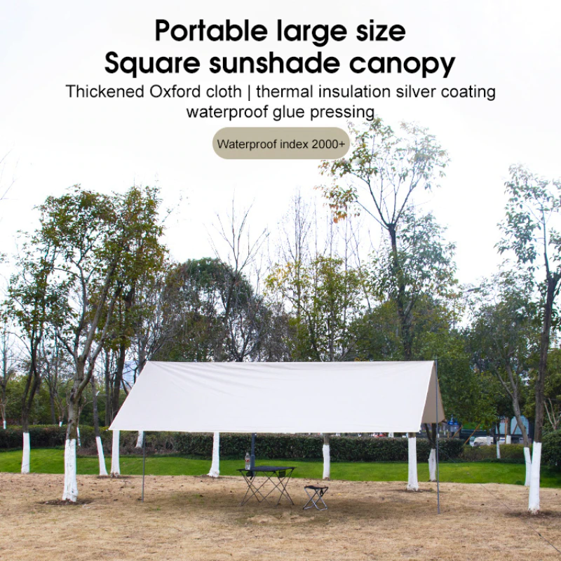 Cheap Goat Tents Large Tarp Tent Sunshade Ultralight Awning Outdoor Camping Hammock Tourist Beach Sun Shelter With Ground Nails Windproof Rope   